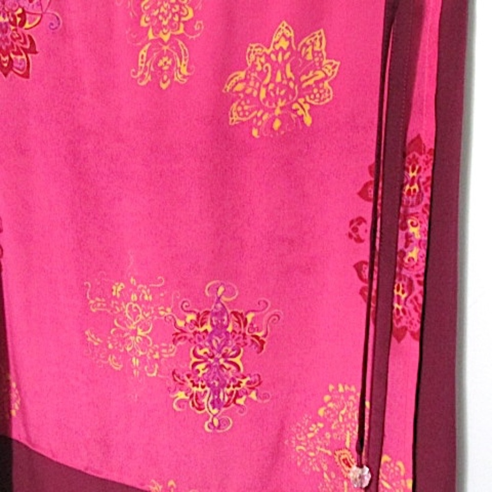 Amanda Smith Purple Pink Silk Wrap Skirt, Size PM - Picture 4 of 11